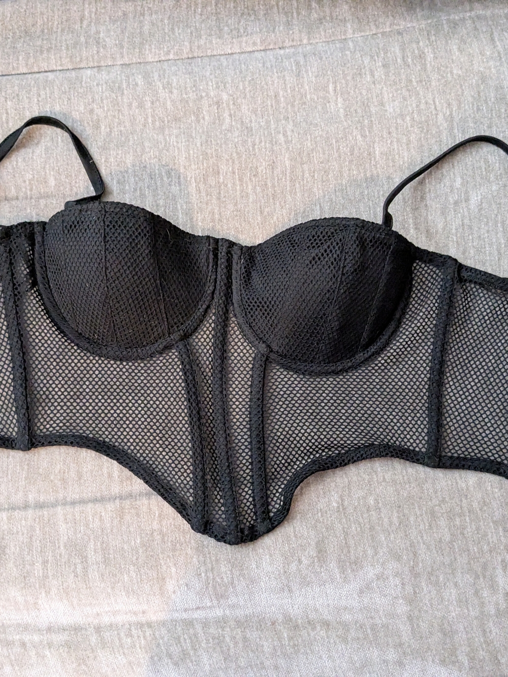 F21 Black mesh corset top